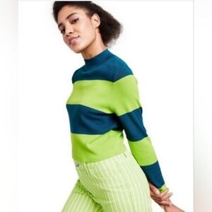 Striped Green and Blue Women's Sweater